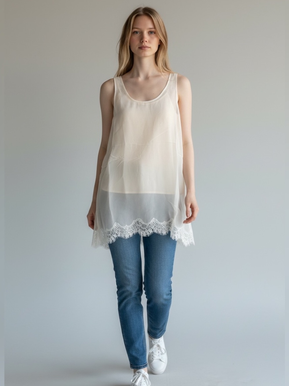 Gold Hawk tunic top - dove/ivory